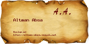 Altman Absa névjegykártya